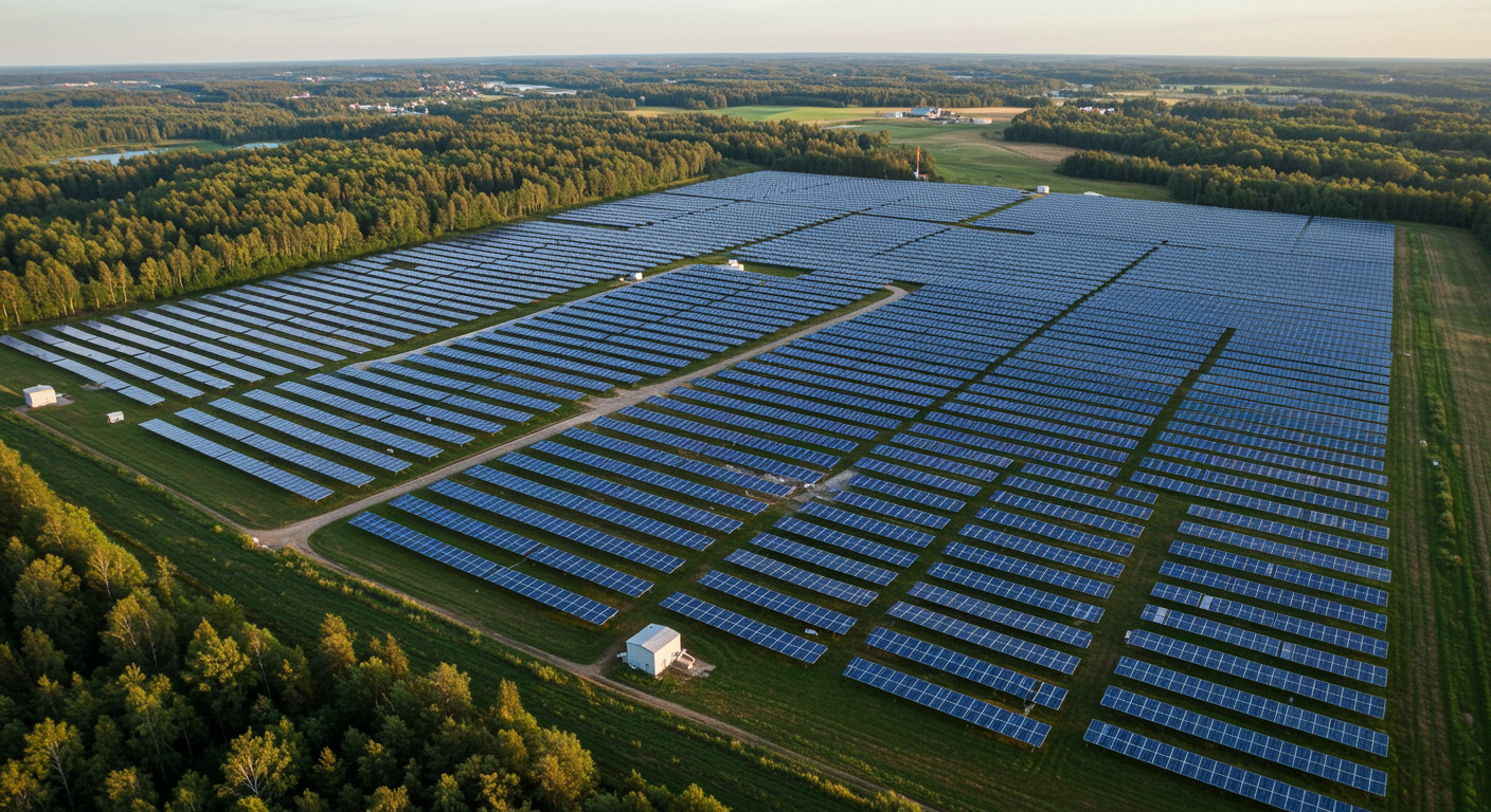Large-scale ground-mounted solar farm in Finland utilizing bifacial N-type modules, eligible for EU RENEWFM and national industrial decarbonization grants.