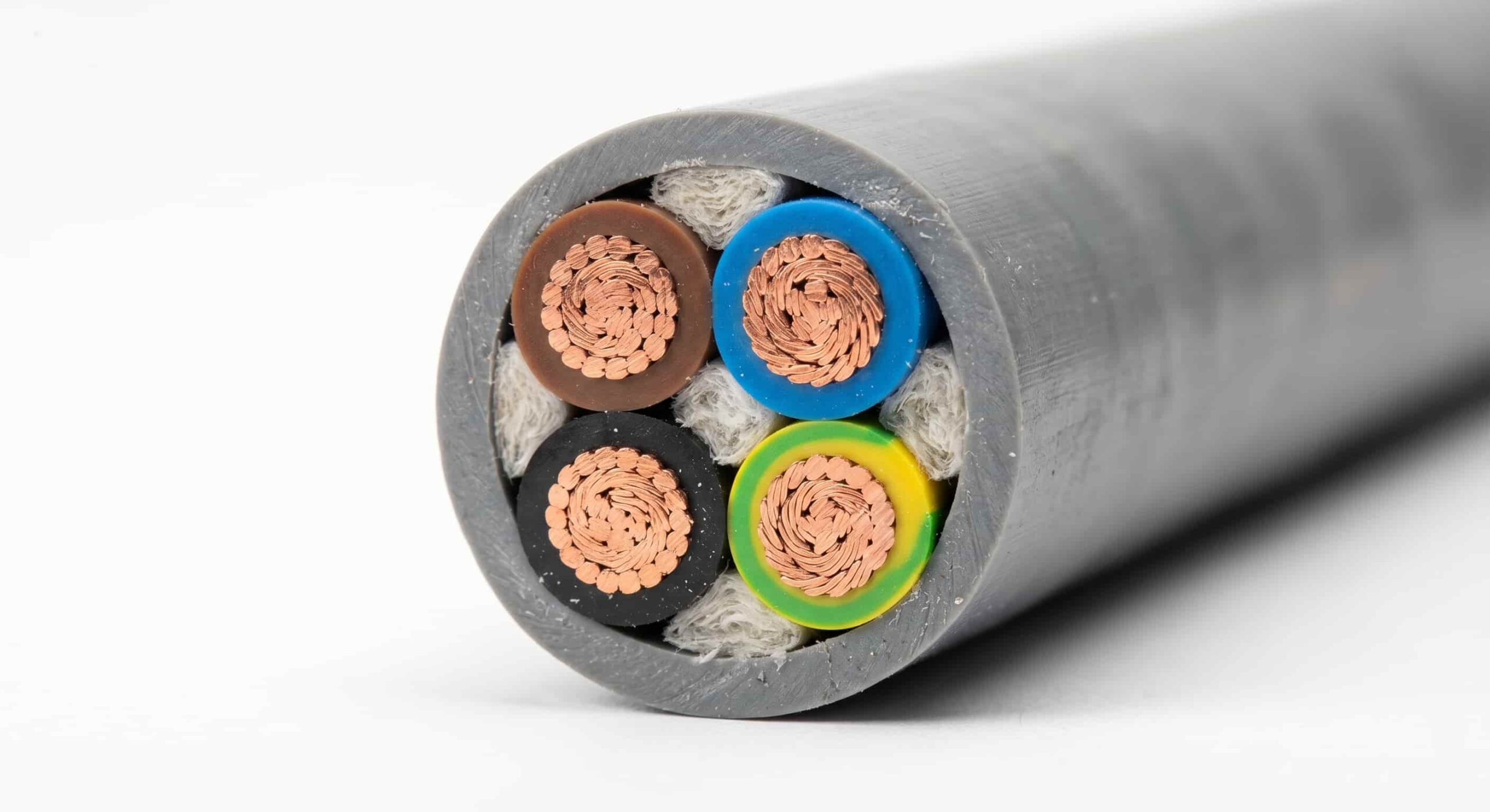 Cross-section diagram of low voltage power cable showing conductor, insulation, and PVC outer sheath