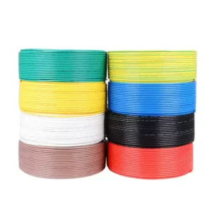 Rolls of colored hook-up wires used for electrical connections, panel wiring, and circuit assembly