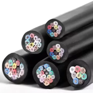 Multi-core control cable with color-coded inner conductors and black outer sheath for industrial control systems
