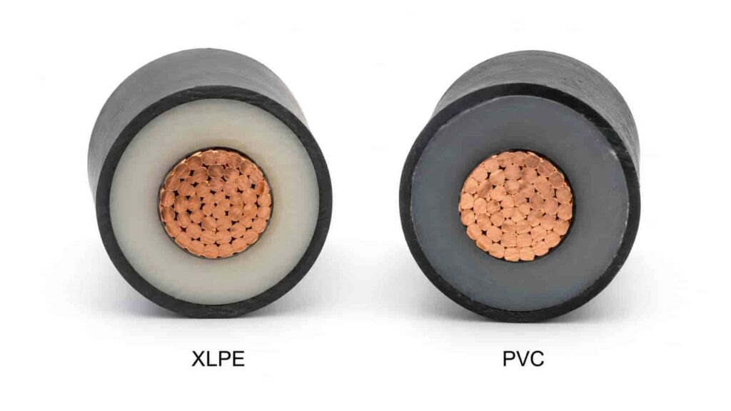 Side-by-side cross-section comparison of XLPE insulated cable and PVC insulated cable for B2B procurement reference